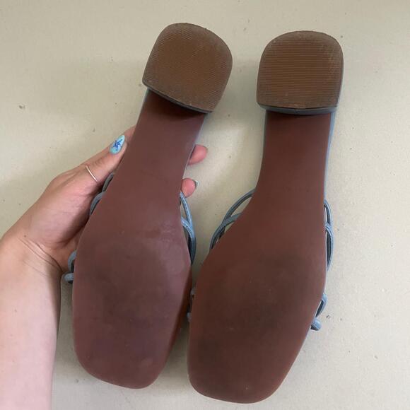 Free People Double Straps Slip On Slide Sandals Blue Size 9 - Picture 7 of 11